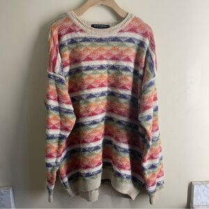 Henry Grethel Studio Knit Sweater L Multicolor Oversized Cotton Linen Blend